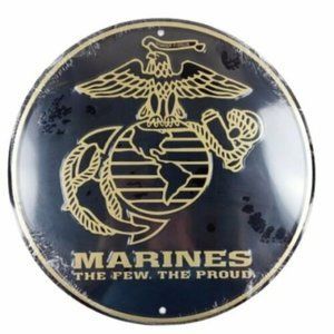 USMC Marines Military Embossed Metal Tin Ad Sign Picture Patriotic Decor Gift